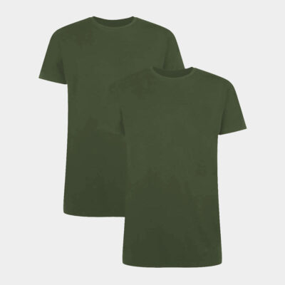 2 stk bambus T-shirt mørkegrøn med crew neck til herre fra Bamboo Basic, S
