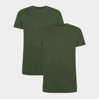 2 stk bambus T-shirt mørkegrøn med crew neck til herre fra Bamboo Basic, L