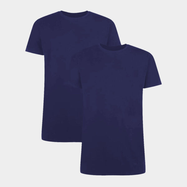 2 stk bambus T-shirt navy med crew neck til herre fra Bamboo Basic, L