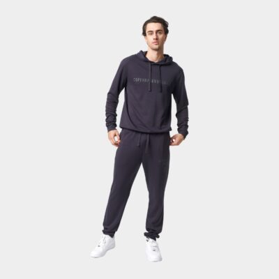 Bambus hoodie joggingsæt i mørkegrå med logo fra Copenhagen Bamboo, L