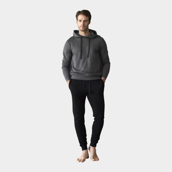 Grå sort bambus joggingdragt hoodie til mænd fra JBS of Denmark, M
