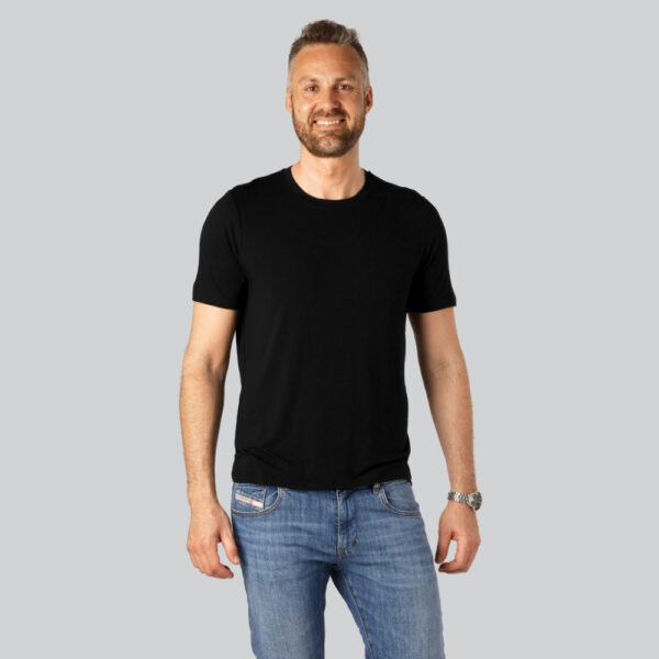 Bambus T-shirt O-hals i sort til mænd 2XL