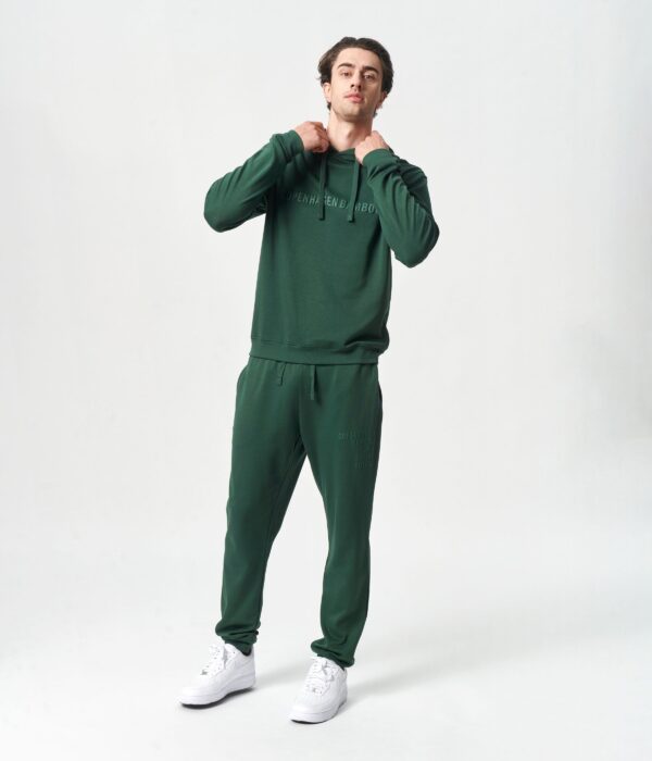 Bambus hoodie joggingsæt i grøn med logo fra Copenhagen Bamboo, XL