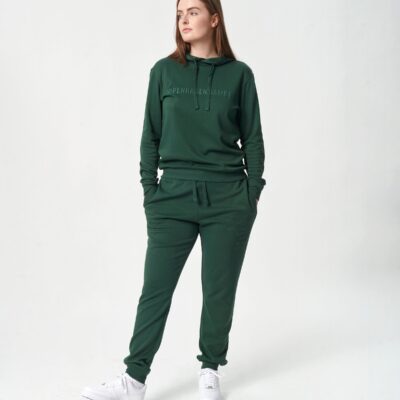 Bambus hoodie joggingsæt i grøn med logo til damer fra Copenhagen Bamboo, L