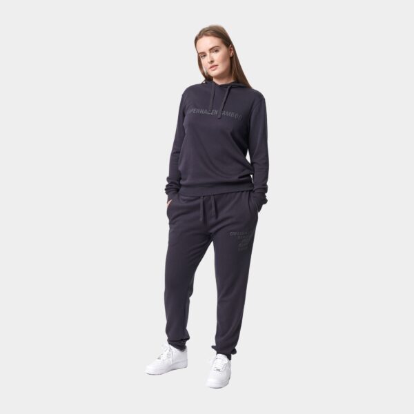 Bambus hoodie joggingsæt i mørkegrå med logo til damer fra Copenhagen Bamboo, S