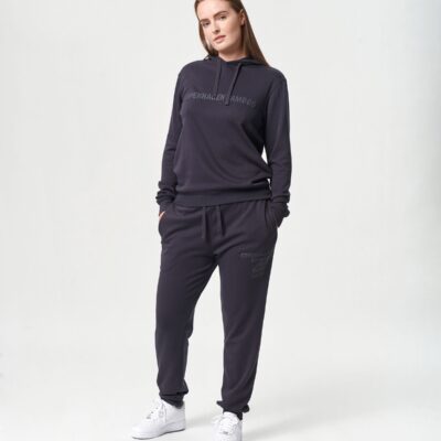 Bambus hoodie joggingsæt i mørkegrå med logo til damer fra Copenhagen Bamboo, XL