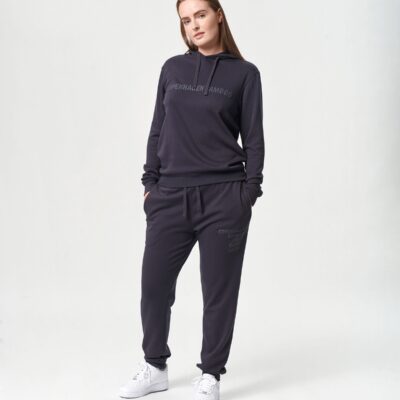 Bambus hoodie joggingsæt i mørkegrå med logo til damer fra Copenhagen Bamboo, XS