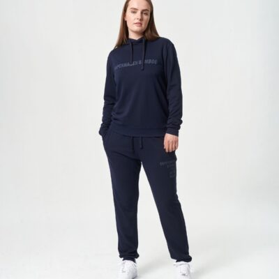 Bambus hoodie joggingsæt i navyblå med logo til damer fra Copenhagen Bamboo, L