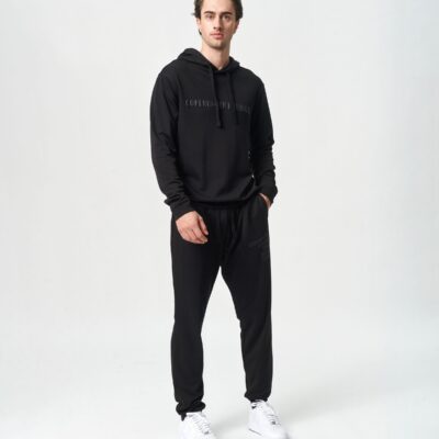 Bambus hoodie joggingsæt i sort med logo fra Copenhagen Bamboo, XL