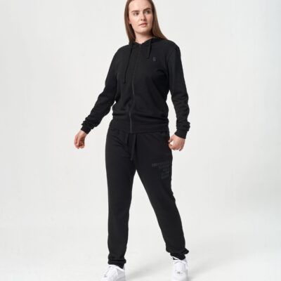 Bambus hoodie med lynlås joggingsæt i sort til damer fra Copenhagen Bamboo, XS