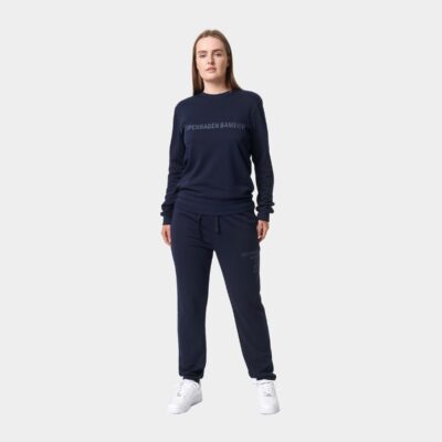 Bambus joggingsæt i navyblåt med logo til damer fra Copenhagen Bamboo, XS