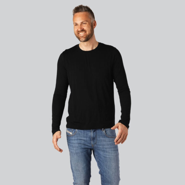 Bambus langærmet T-shirt i sort til mænd XL