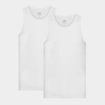 Hvid tank top i bambus - 2 pak til mænd fra JBS i super høj kvalitet, XXXL