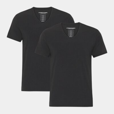 2 stk sorte bambus slim fit T-shirt med v-hals til mænd fra Copenhagen Bamboo, L