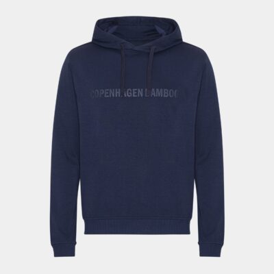 Navy bambus hoodie til mænd med logo fra Copenhagen Bamboo, XS