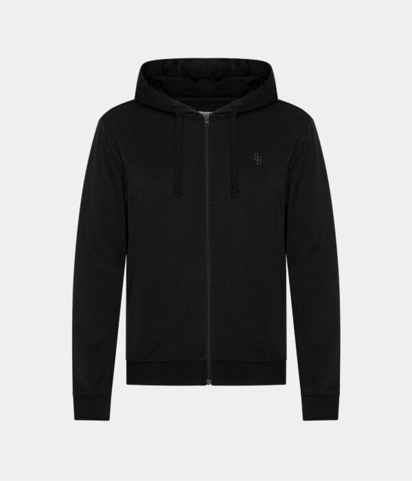 Sort bambus hoodie til mænd med lynlås fra Copenhagen Bamboo, L