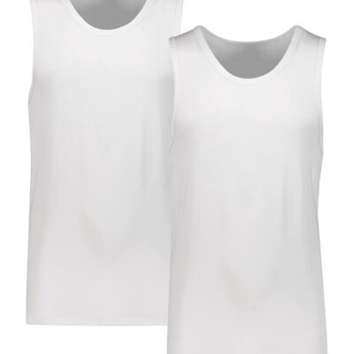 Lindbergh 2pak bambus tanktop i hvid til herre