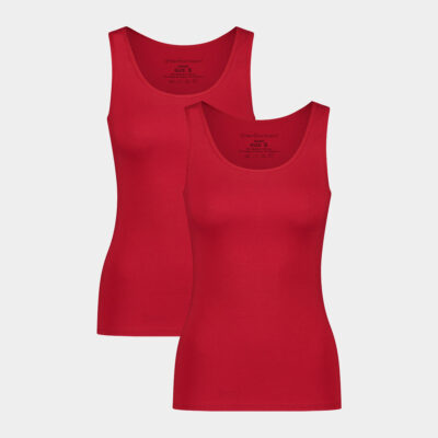 2 stk bambus tank top rød til dame fra Bamboo Basic, S