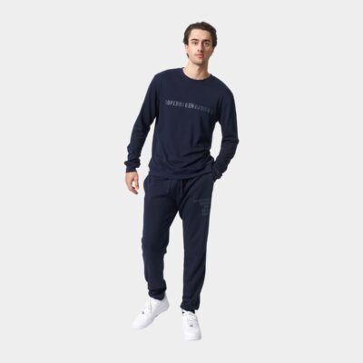 Bambus joggingsæt i navyblå med logo fra Copenhagen Bamboo, XS