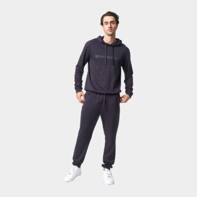 Bambus hoodie joggingsæt i mørkegrå med logo fra Copenhagen Bamboo, M