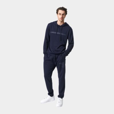 Bambus hoodie joggingsæt i navy med logo fra Copenhagen Bamboo, S