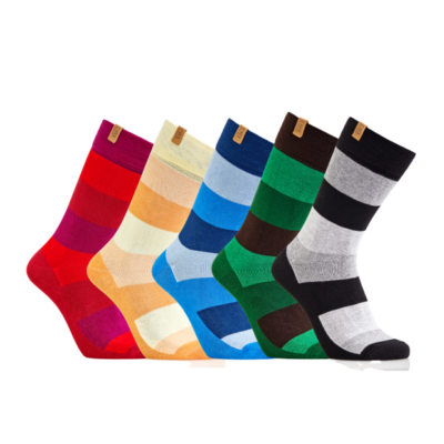 iZ Sock 5 pak bambusstrømper med brede striber